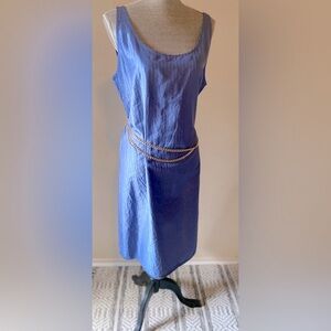 Eileen Fisher periwinkle Washed Silk Taffeta tank A-line dress. NWT.